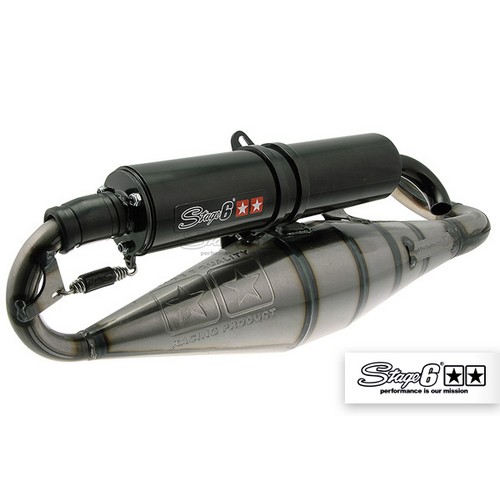 PonziRacing - Scooter and Motorcycle 50cc > Exhaust > Piaggio - Gilera >  Stage6 > S6-9114003 MUFFLER STAGE 6 PRO TRANSPARENT PAINTED REPLICA, BLACK  ALUMINUM SILENCER, PIAGGIO / GILERA 50CC APPROVED